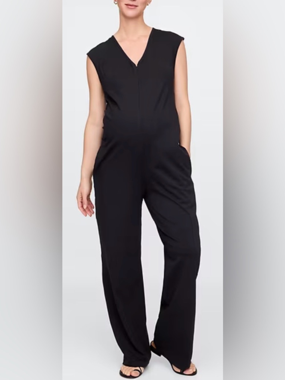 GAP Maternity V-Neck Jumpsuit, Black, sz S
